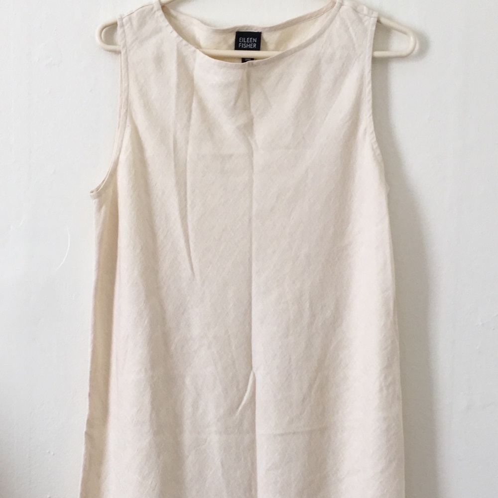 Eileen Fisher beige raw silk dress
